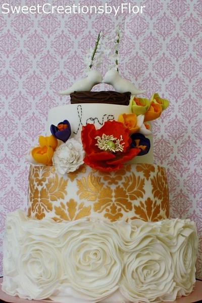 50th Wedding Anniversary Cake  - Cake by SweetCreationsbyFlor