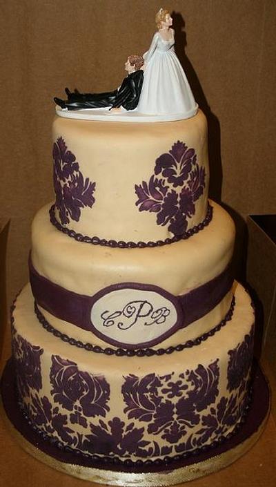 Purple and Ivory Damask - Cake by Stacey Fruchey