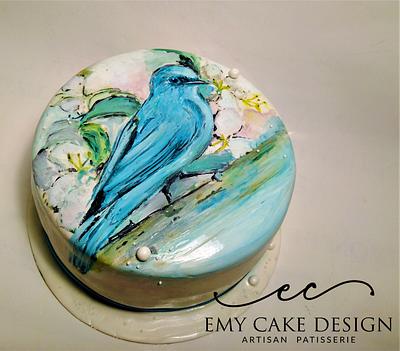 Blue Bird Pianted Cake - Cake by EmyCakeDesign