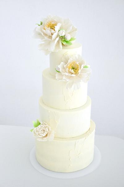 Wedding cake with peonies - Cake by Evgenia Vinokurova