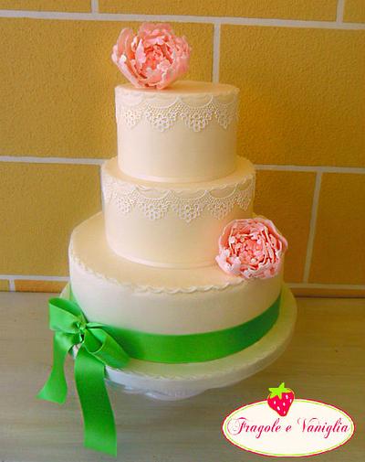 Peony and lace cake - Cake by Sloppina in cucina