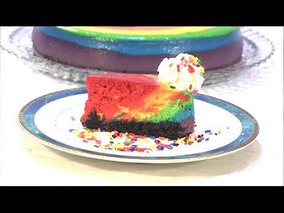 Raspberry Rainbow New York Style Cheesecake - Cake by DavidandNiko