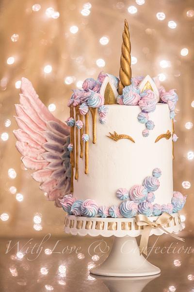 Unicorn Drip Cake with Meringue Wings - Cake by Veronica Arthur | The Butterfly Bakeress 