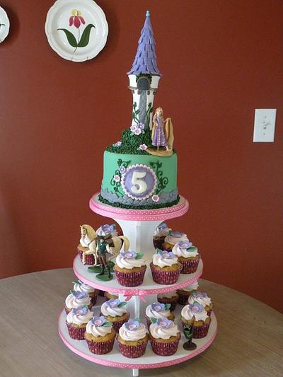 Tangled cake & cupcake tower - Cake by Dani Johnson