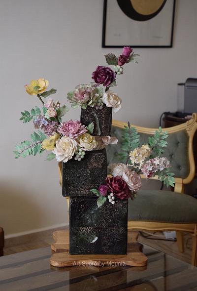 Offset cubes in bloom - Cake by Art Sucré by Mounia