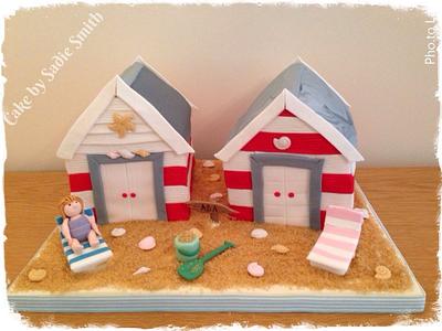 Beach huts cake  - Cake by Sadie Smith