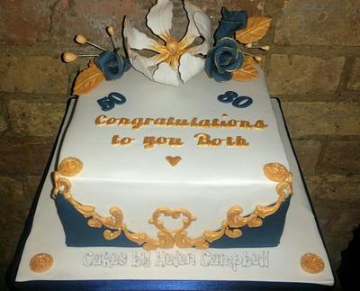 golden wedding and 80th birthday - Cake by Helen Campbell
