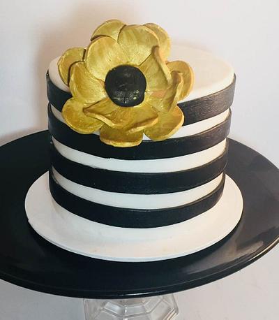 Black and White Horizontal Striped Cake - Cake by givethemcake