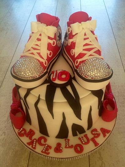 Bling converse zebra print cake - Cake by jodie