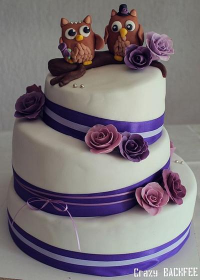 Owl Wedding Cake - Cake by Crazy BackNoé