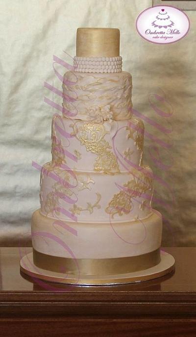 Wedding cake lace ivory and gold - Cake by OMBRETTA MELLO