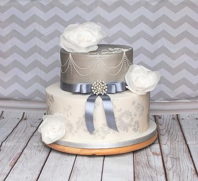 Silver and Stenciling - Cake by The Cornish Cakery