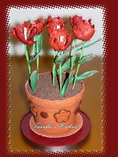 Cake with sugar tulips - Cake by Tania