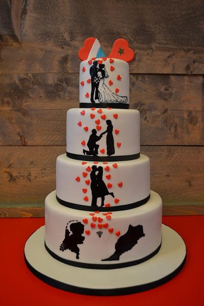 wedding cake silhouette, marocco Holland love - Cake by Fantaartsie  Tamara van der Maden - Ritskes