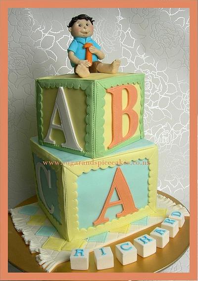 Baby ABC Blocks Cake with a Little Boy Topper ~ - Cake by Mel_SugarandSpiceCakes