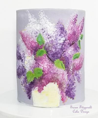 Handpainted Lilacs on Fondant - Cake by Susan Fitzgerald Cake Design