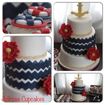 Nautical Theme Baby Shower Cake & Cupcakes - Cake by Jolirose Cake Shop
