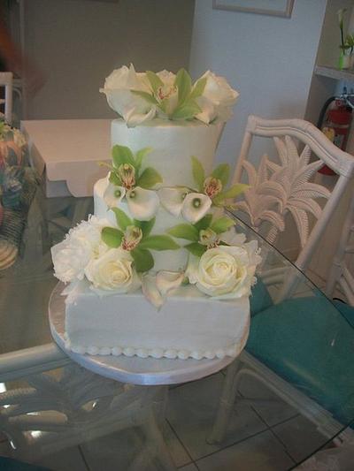 Simple White Wedding - Cake by caymancake