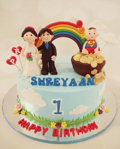 A cute n happy family  - Cake by Simran