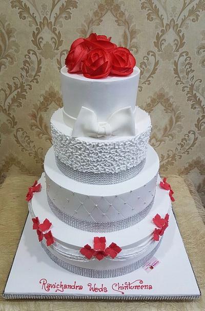 Whipped cream  wedding cake  - Cake by Michelle's Sweet Temptation