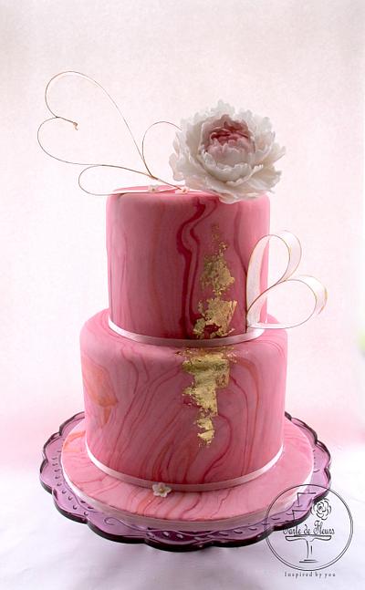 Pink mable wedding cake - Cake by Tarte de Fleurs