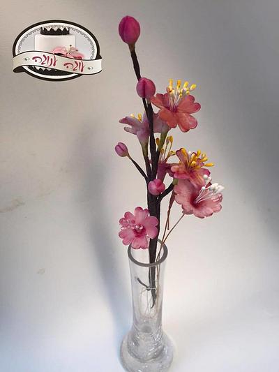 chery blossm fondunt flowers - Cake by michal katz