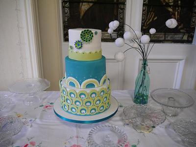 Turquoise and green wedding cake - Cake by Laura Galloway 
