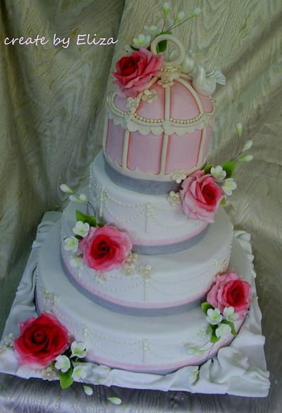 Retro wedding - cake with cage :) - Cake by Eliza