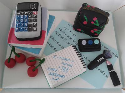 Makeup and maths birthday cake - Cake by Kathryn Clarke