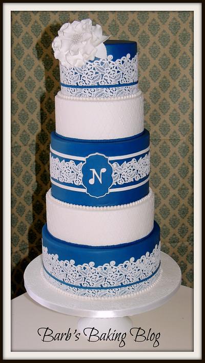 Navy lace - Cake by Barb's Baking Blog
