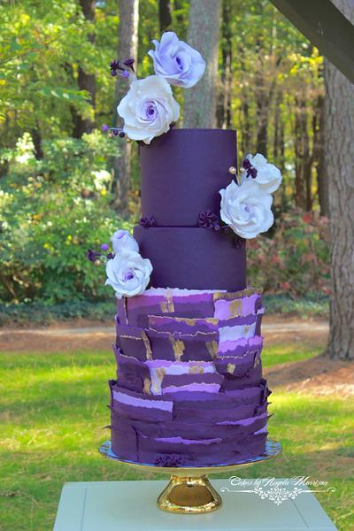 Purple Torn Paper Wedding Cake - Cake by CakesbyAngelaMorrison
