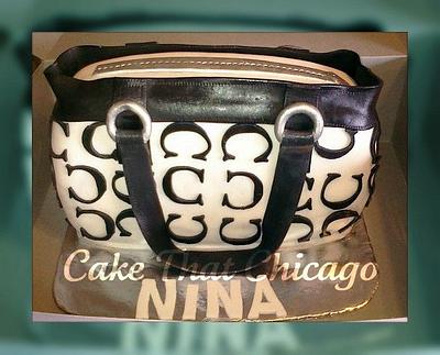Blk & Wht Coach purse cake - Cake by Genel