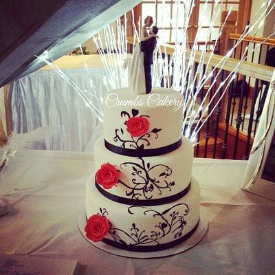 Hand Painted Elegance  - Cake by Crumbs Cakery 