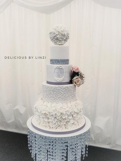 Ruffle pomander wedding cake - Cake by Delicious By Linzi