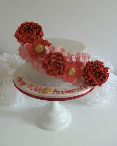 Ruby Wedding Anniversary Cake - Cake by The Ivory Owl Cake Company