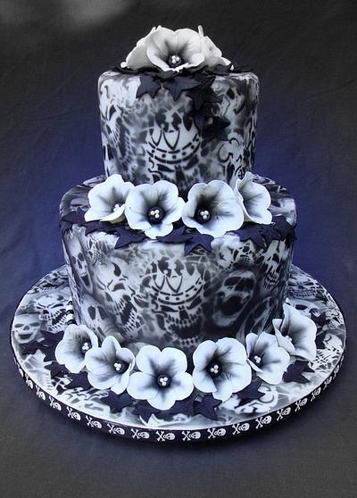 Airbrushed Skulls Cake - Cake by Cakes ROCK!!!  