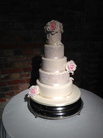 Lace and vintage rose cake - Cake by Iced Images Cakes (Karen Ker)