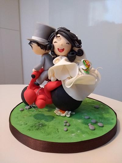 Happy wedding day on a fat Vespa scooter ❤️❤️❤️  - Cake by Clara