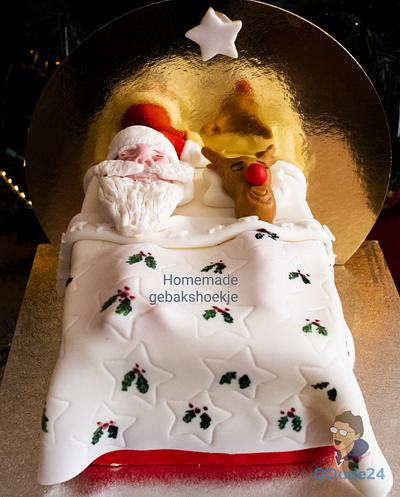 Sleeping  Santa & Rudolph - Cake by Gebakshoekje