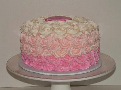 Pretty in Pink Rosette Ombre Cake - Cake by DaniellesSweetSide