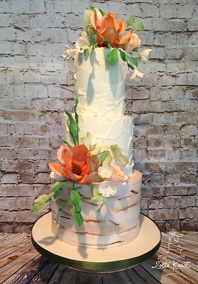 wedding cake with fondant and ganache decoration - Cake by Zoete Kunst