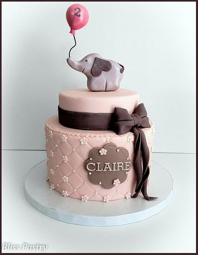 Pink and Grey Elephant Theme - Cake by Bliss Pastry