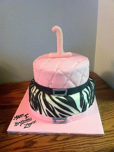 Pink & Zebra 1st Birthday! - Cake by cakesbycaitlin
