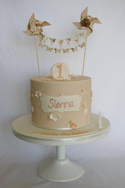 Pin wheels and Bunting Christening - Cake by Louisa