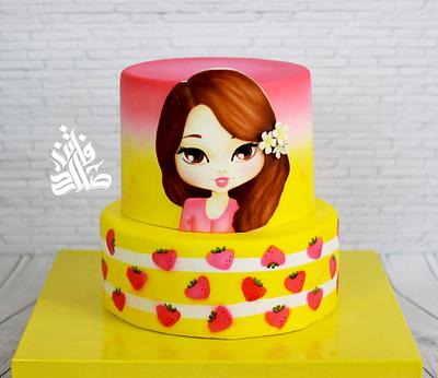 Cute jasmine (airbrush design) - Cake by Faten_salah