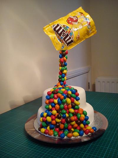 Gravity-defying M&M Cake - Cake by NooMoo