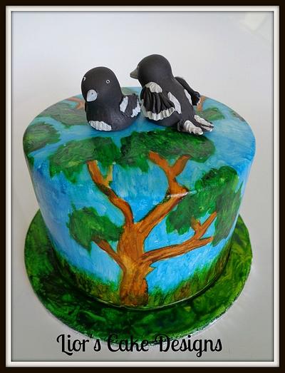 Painted  with magpies - Cake by Lior's Cake Designs
