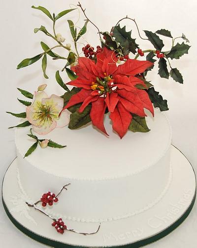 Pointsettia Christmas Cake - Cake by Calli Creations
