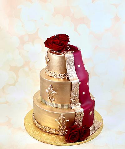 Gold Indian dupatta cake - Cake by soods