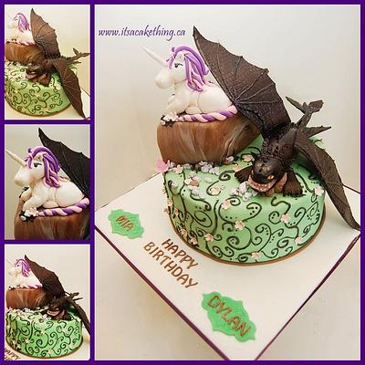The Enchanted Garden-Unicorn and Dragon - Cake by It's a Cake Thing 